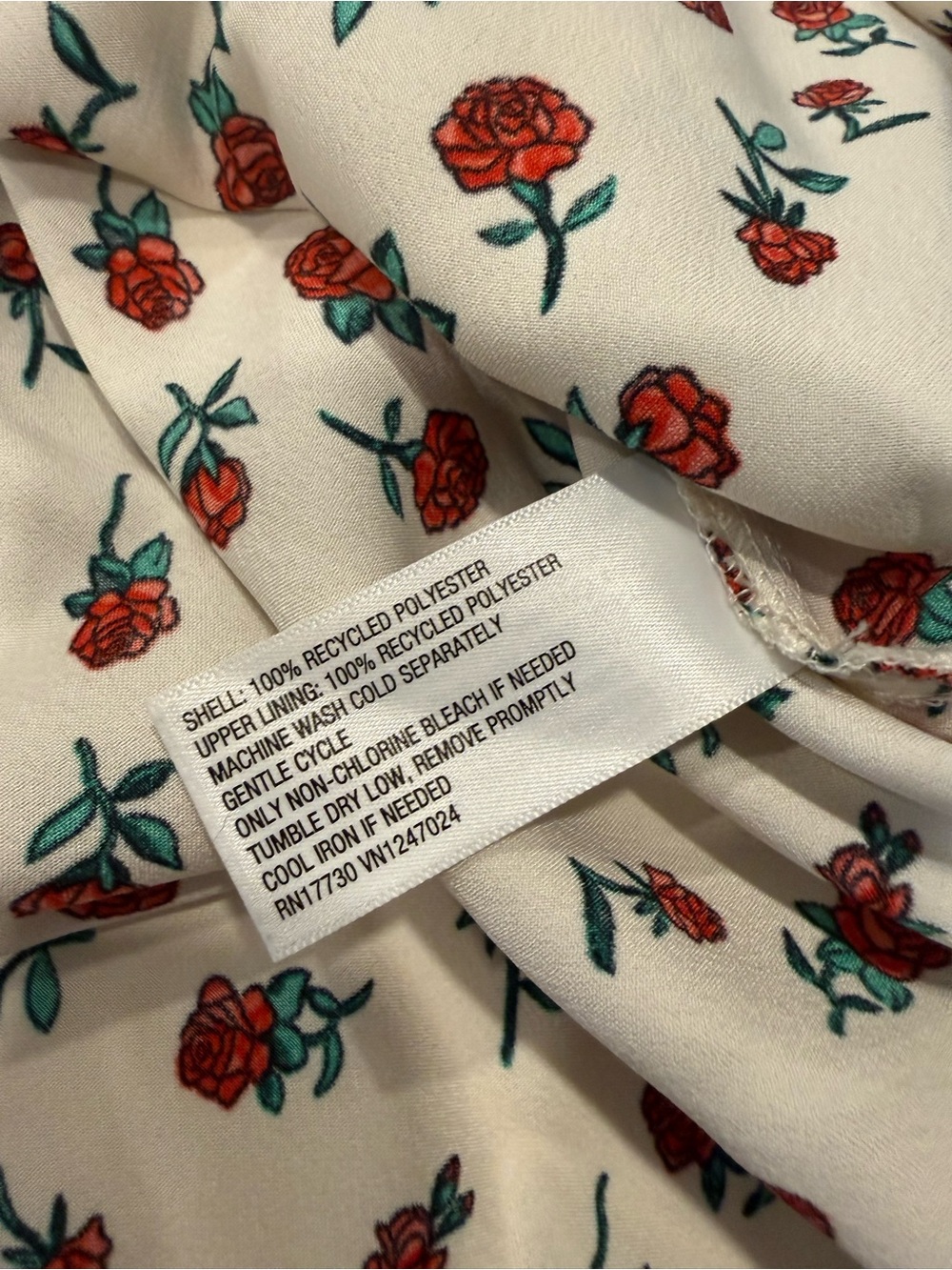 A New Day Cream Rose Floral Slip Maxi Dress Satin with Spaghetti Straps - Picture 7 of 7